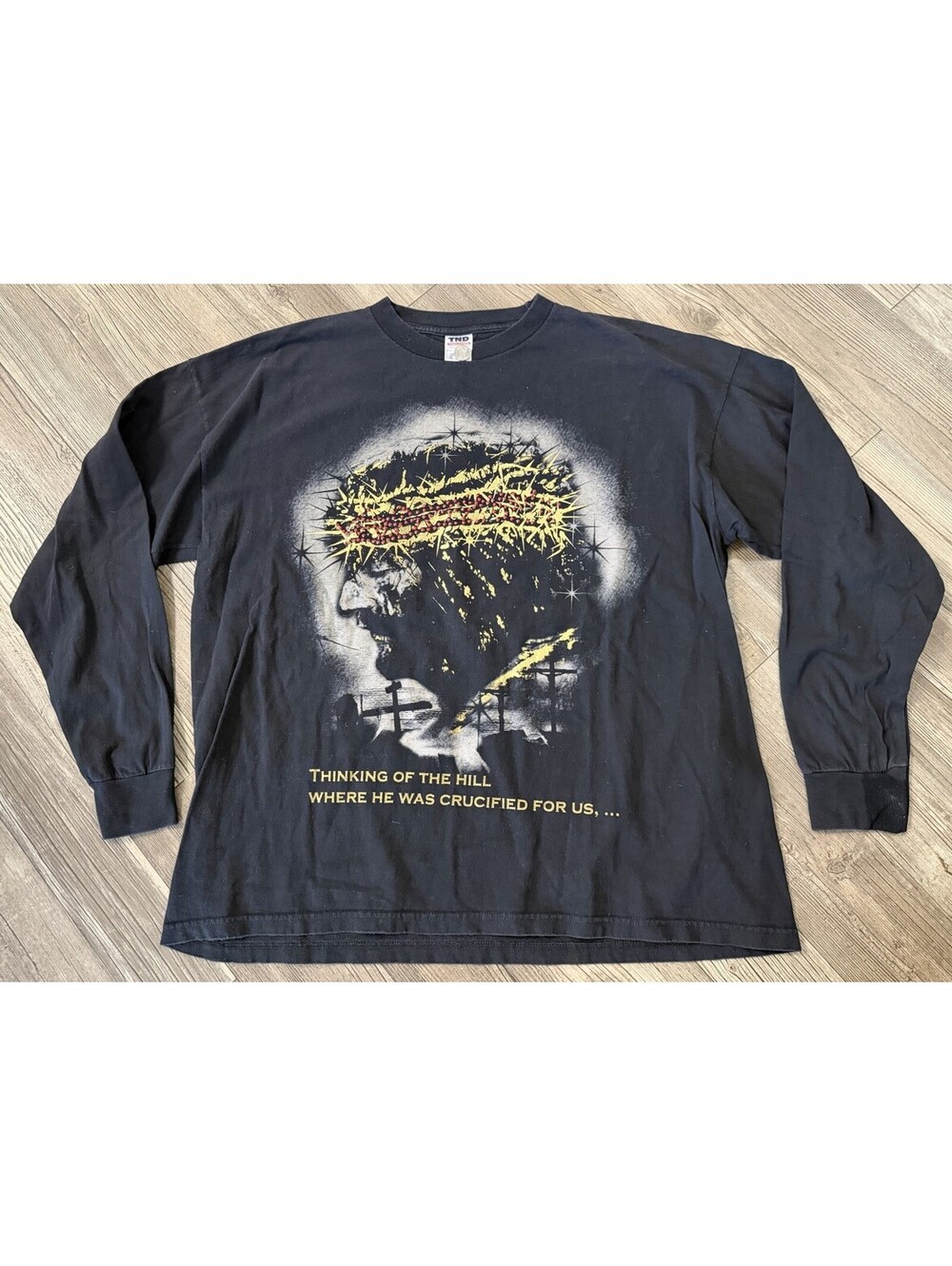 Vintage 90s Jesus Christ Thinking Of The Hill Long Sleeve T-Shirt TND Tag XXL